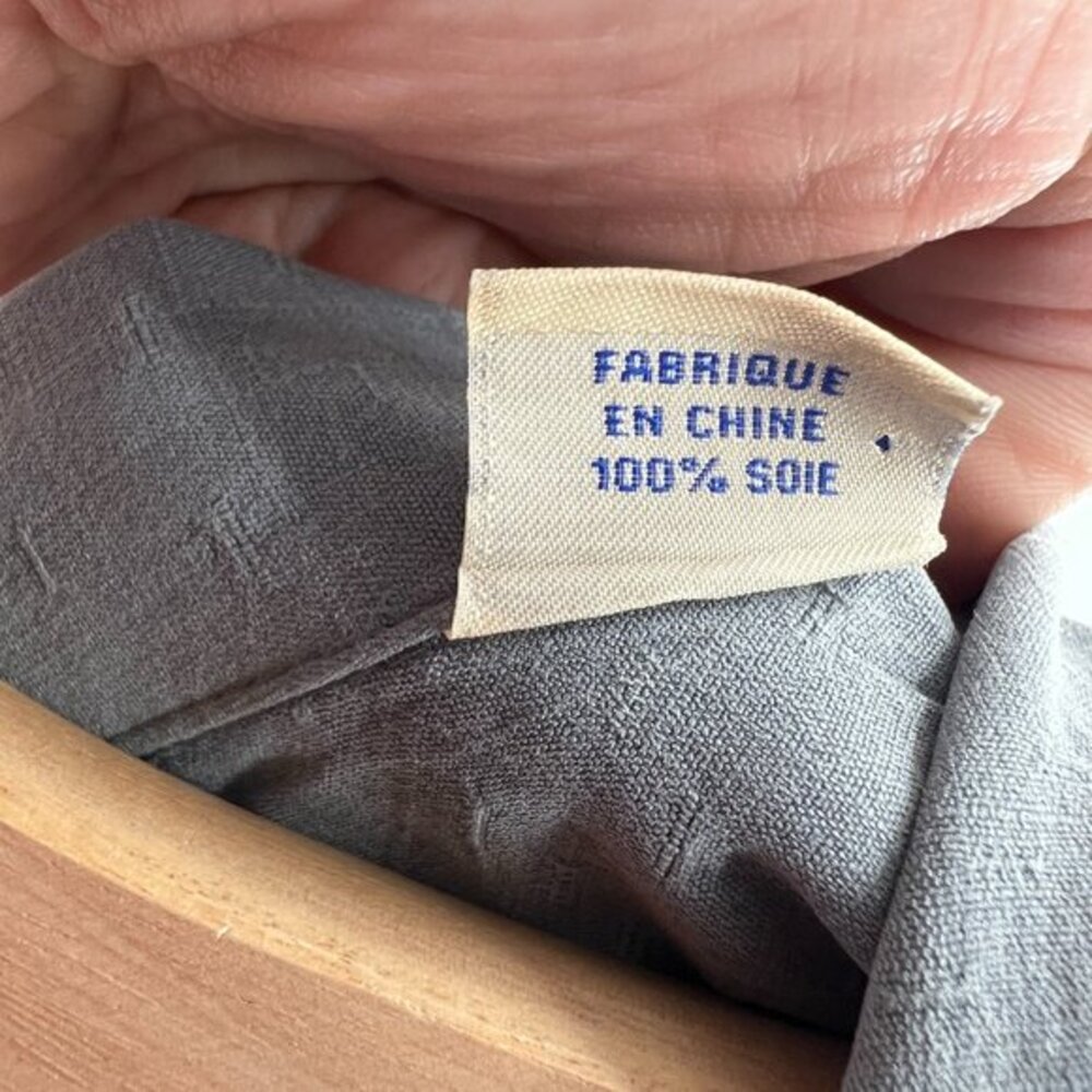 Tommy Bahama 100% textured silk orginal fit gray blue button front shirt XL - Picture 6 of 12